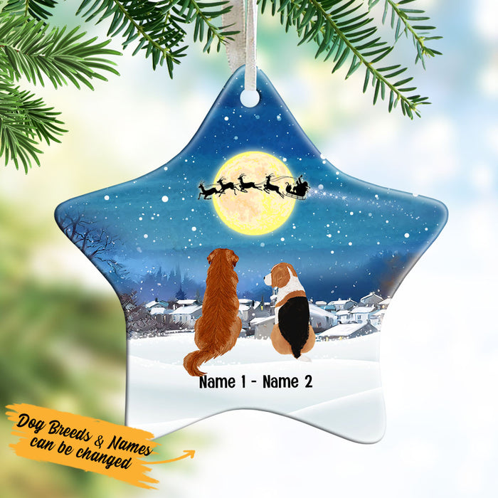 Personalized Dog Christmas Watching Santa  Star Ornament OB263 81O53 1