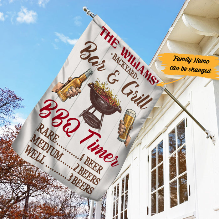 Personalized Backyard Bar And Grill Gardening Flag AG111 85O53 1