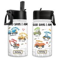 Personalized Gifts For Grandson Construction Machines I Am Kids Water Bottle 31433 thumb 1