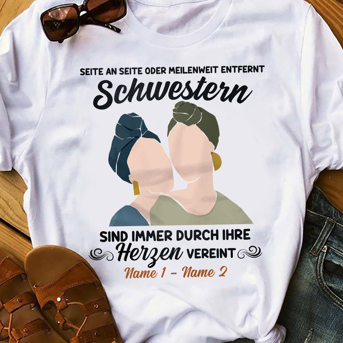 Personalized Side By Side Friends Freundinnen German T Shirt AP145 30O58 1