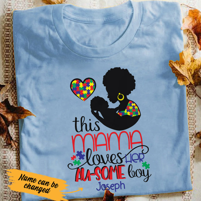 Personalized Autism Mom BWA Loves Her Ausome Boy T Shirt AG31 29O53 1