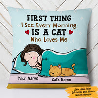 Personalized Cat Who Loves Me Pillow JR291 29O47 (Insert Included) thumb 1