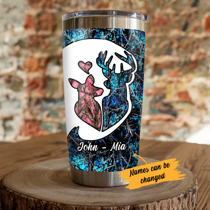 Personalized Deer Hunting Couple Valentine Steel Tumbler  JR92 81O34 1