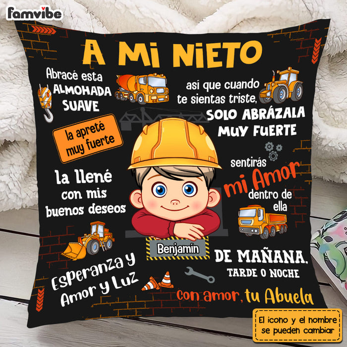 Personalized Gift For Grandson Construction Spanish Hug This Pillow 30723 1