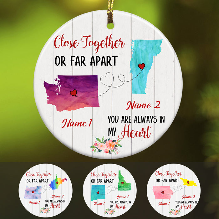 Personalized Close Together Long Distance Watercolor  Ornament SB2413 30O34 1