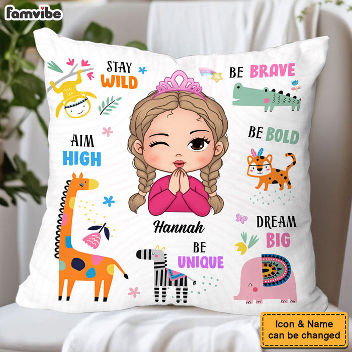 Personalized Affirmations Gift For Granddaughter Stay Wild Safari Animals Pillow 31750 1