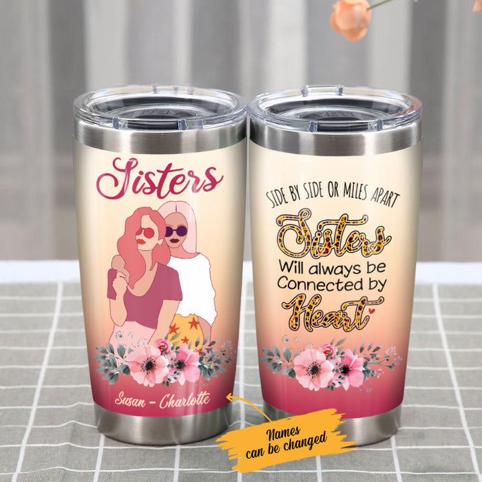 Personalized Girl Friends Connected By Heart Steel Tumbler AG51 95O58 1
