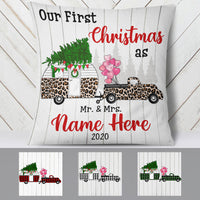 Personalized Red Truck Camper First Christmas Couple  Pillow SB252 95O58 (Insert Included) thumb 1