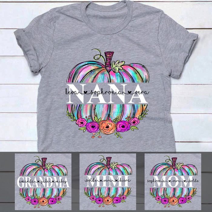 Personalized Grandma Mom Pumpkin Floral T Shirt SB293 81O47 1