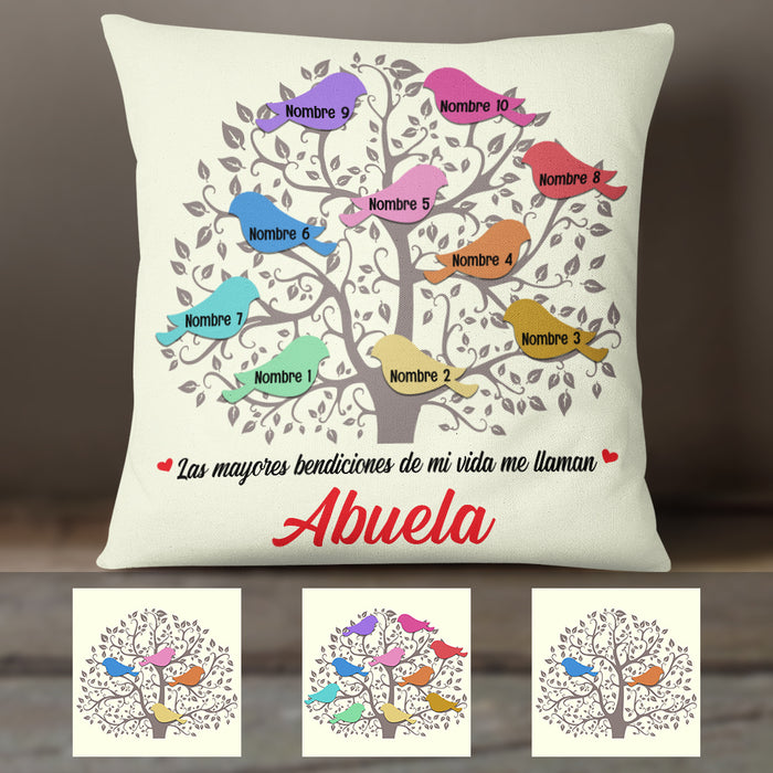 Personalized Spanish Abuela Family Tree Mom Grandma Pillow AP132 65O36 1