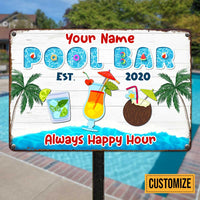 Personalized Pool Bar Happy Hour Metal Sign JR151 95O47 thumb 1