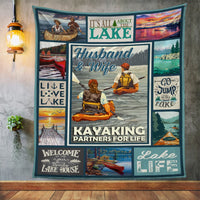 Kayaking Couple Lake Fleece Blanket JN252 65O47 thumb 1