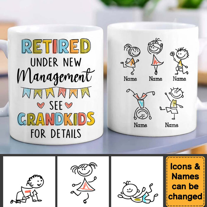 Personalized Retired Under New Management See Grandkids For Details Mug 30704 1