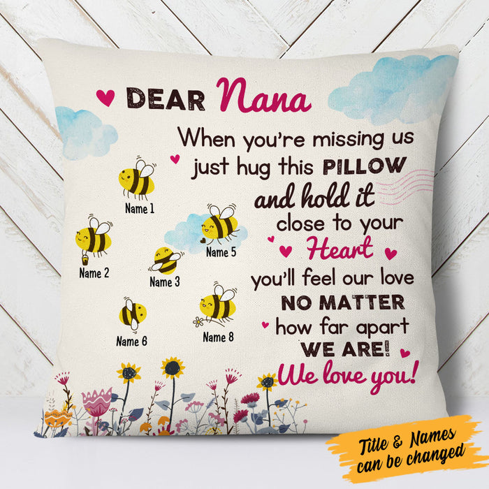 Personalized Reason To Bee Happy Grandma Pillow MR241 73O58 (Insert Included) 1