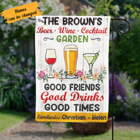 Personalized Garden Good Friends Good Drinks Gardening Flag AG192 95O58 thumb 1