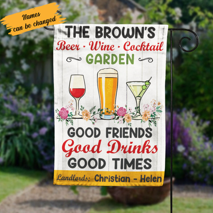 Personalized Garden Good Friends Good Drinks Gardening Flag AG192 95O58 1