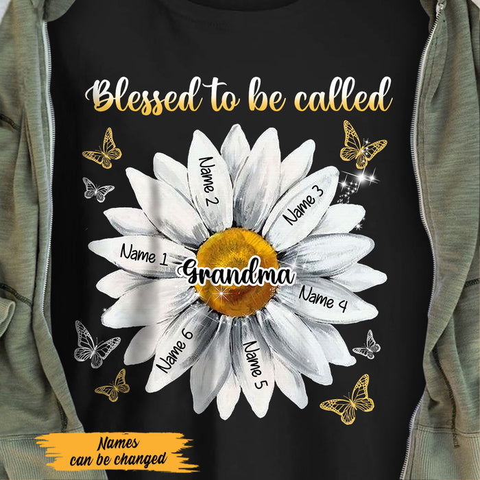 Personalized Mom Grandma Daisy Butterfly T Shirt MY61 67O47 1