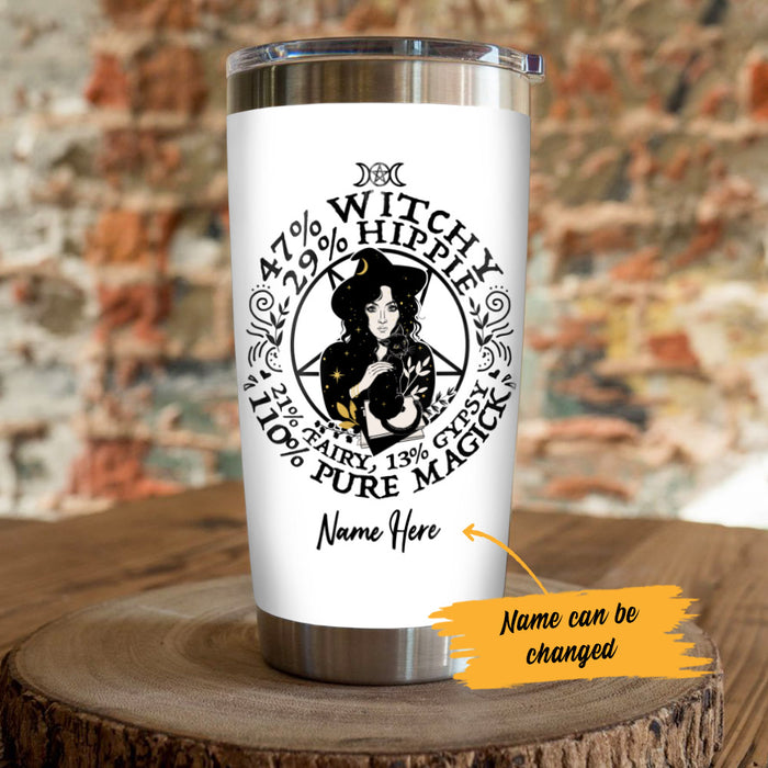 Personalized Halloween Witch Percentage White Steel Tumbler JL151 30O53 1