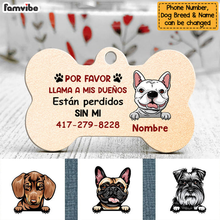 Personalized Dog Call My Humans Spanish Perro Perra Bone Pet Tag AP136 95O58 1