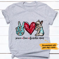 Personalized Peace Love French Bulldog Mom Shirt AG271 81O36 thumb 1