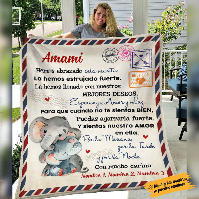 Personalized Spanish Abuela Elephant Grandma Blanket AP143 65O58 1