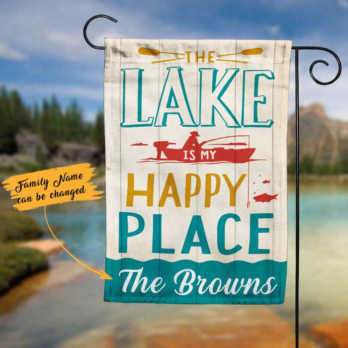 Personalized Lake Happy Place Garden Flag JL62 95O60 1