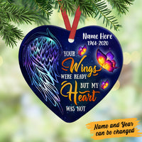 Personalized Butterfly Memorial Your Wings Were Ready Heart Ornament NB132 95O60 thumb 1