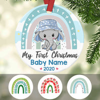 Personalized Elephant Rainbow Baby First Christmas  Ornament OB301 95O57 thumb 1
