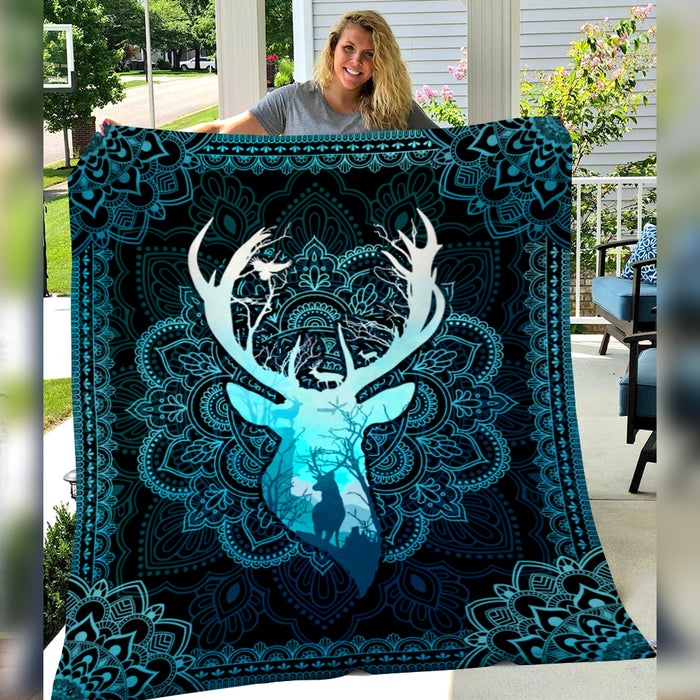 Deer Hunting Mandala Fleece Blanket JN294 81O57 1