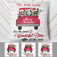 Personalized Dog  Red Truck Christmas The Most Wonderful Time  Pillow OB22 87O34 thumb 1