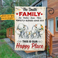 Personalized Elephant Family Happy Place Flag AG213 30O47 thumb 1