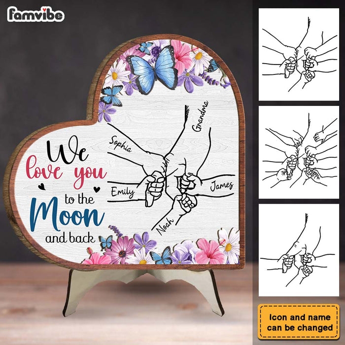 Personalized Gift For Grandma And Kid Hands Heart 2 Layered Wooden Plaque 31534 1