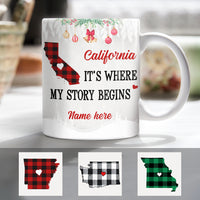 Personalized Story Begins Born And Live Buffalo Plaid Mug OB91 30O36 thumb 1