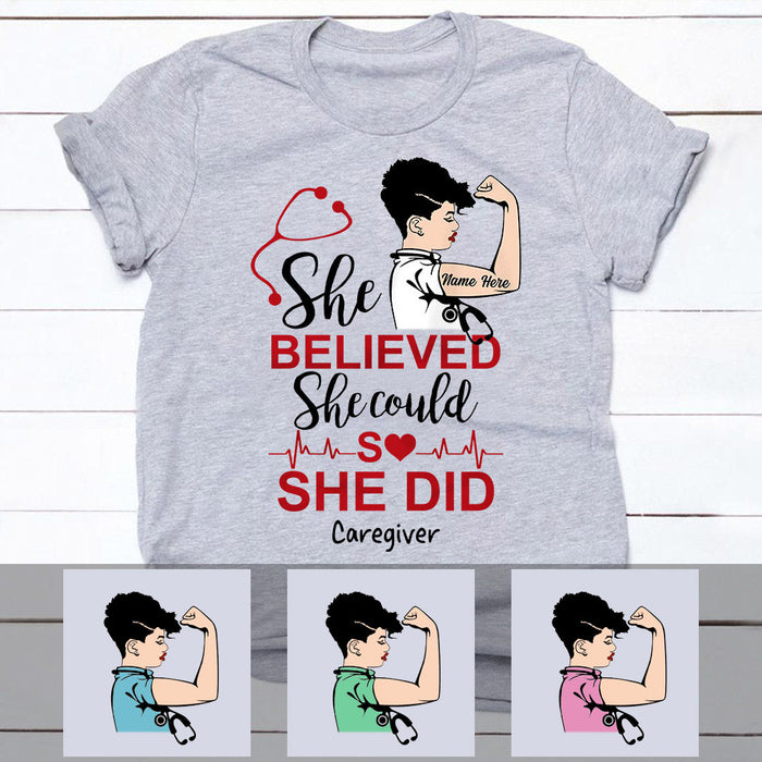 Personalized Nurse Woman She Believe She Could T Shirt MR51 95O53 1