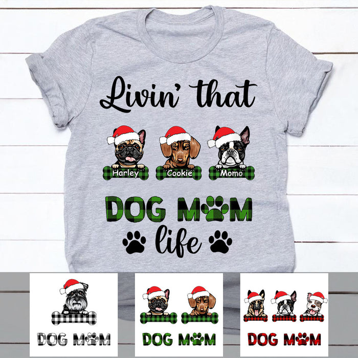 Personalized Livin That Dog Mom Life Christmas T Shirt OB191 30O58 1