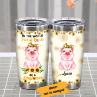 Personalized Pig With Sunflower Steel Tumbler JN184 73O47 thumb 1