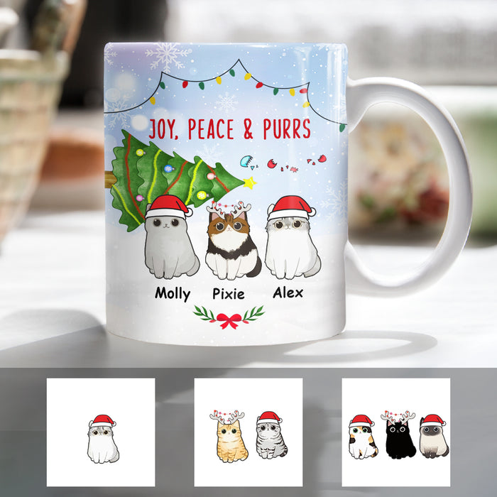 Personalized Joy Peace Purrs Cat Christmas Mug OB223 30O57 1