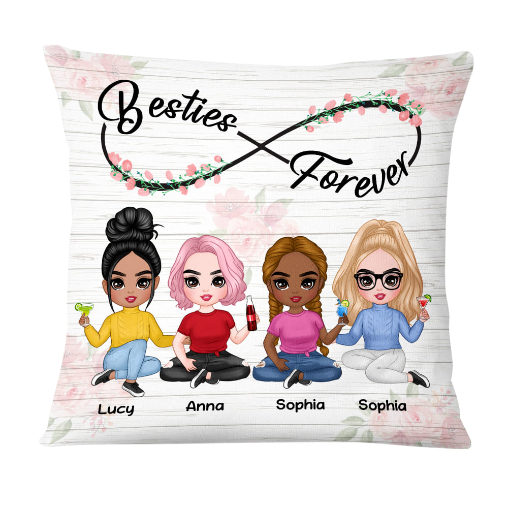 Personalized Friends Forever Flower Infinity Pillow 22687 Primary Mockup