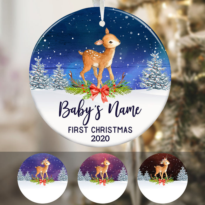 Personalized Deer Baby First Christmas Ceremic Ornament OB132 29O58 1