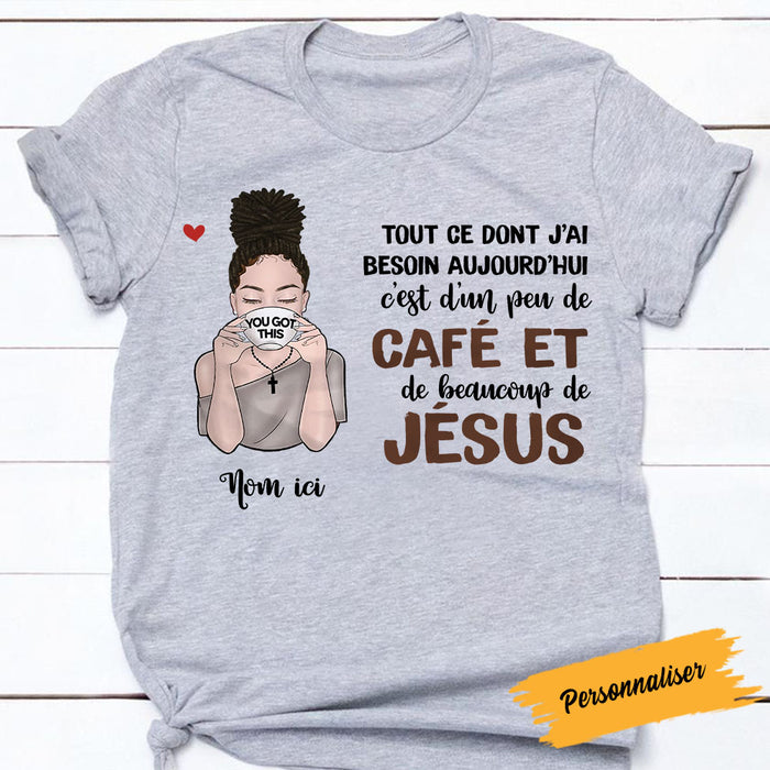 Personalized Coffee Jesus Girl French Café Jésus BWA T Shirt AP148 95O58 1