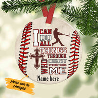 Personalized Baseball Softball Christ  Circle Ornament NB93 81O34 thumb 1