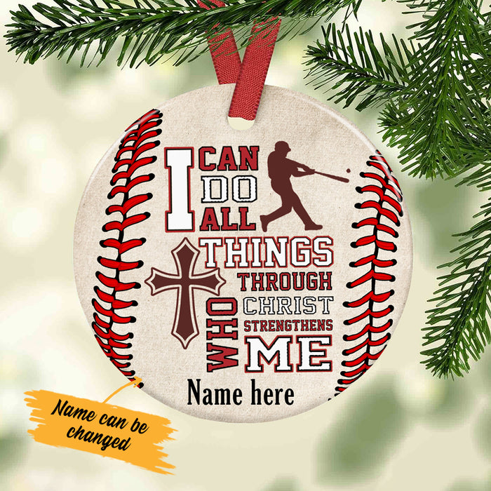 Personalized Baseball Softball Christ  Circle Ornament NB93 81O34 1
