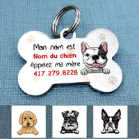Personalized Chien Appelez Ma Mère French Dog Call My Mom Bone Pet Tag AP93 67O58 thumb 1