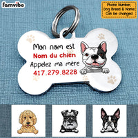 Personalized Chien Appelez Ma Mère French Dog Call My Mom Bone Pet Tag AP93 67O58 thumb 1