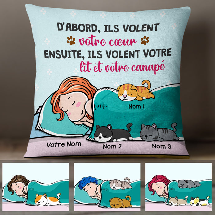 Personalized Cat Mom French Chat Volent Votre Lit Pillow AP142 29O47 1