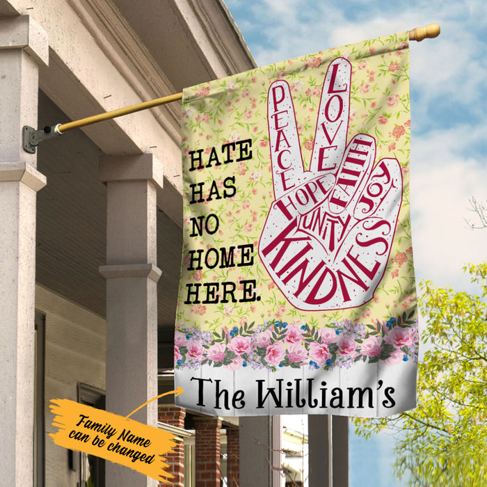 Personalized Hippie Hate Has No Home Here  Flag JL72 65O36 1