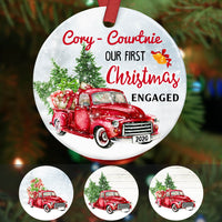 Personalized Our First Christmas Engaged Red Truck  Ornament OB142 67O60 thumb 1