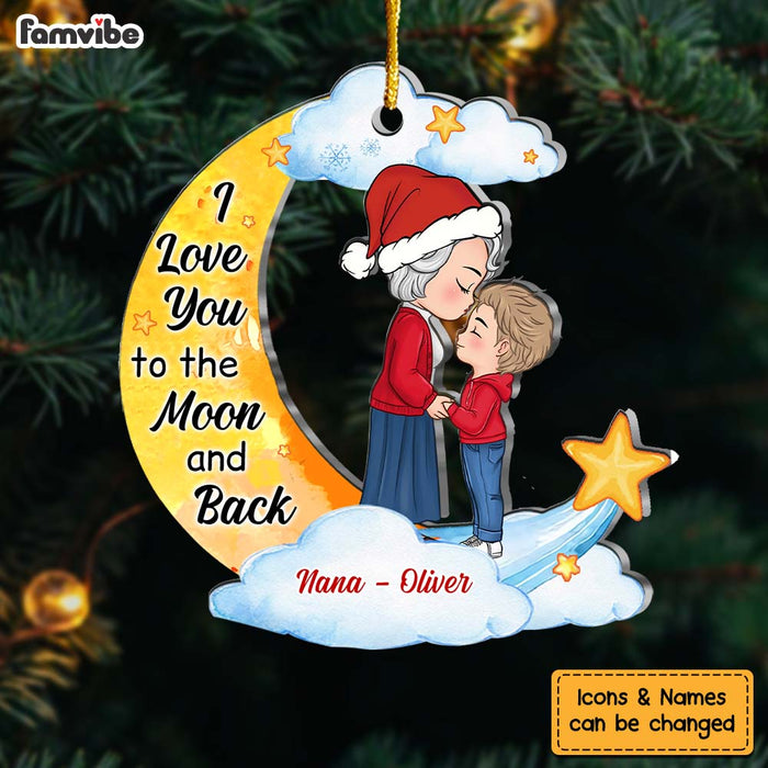 Personalized Christmas Gift For Grandson Love To The Moon And Back Ornament 30528 1