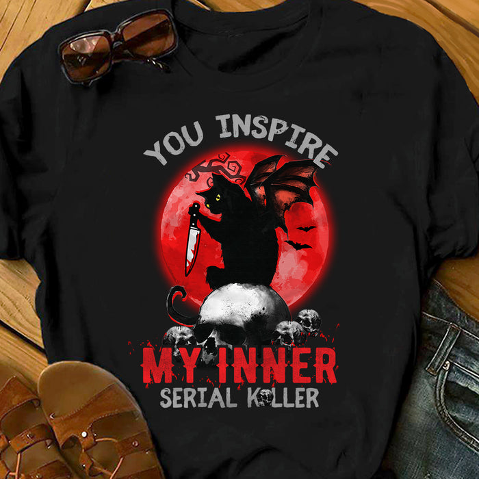 Black Cat Serial Killer Halloween T Shirt JL174 85O34 1