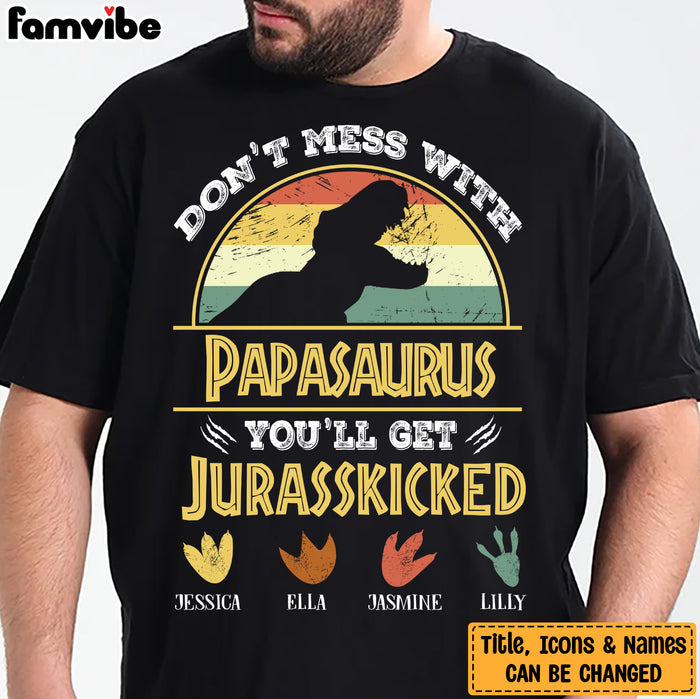 Personalized Gift For Dad Grandpa Don't Mess With  Papasaurus Shirt - Hoodie - Sweatshirt 24395 1